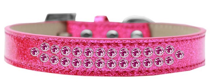 Two Row Bright Pink Crystal Size 14 Pink Ice Cream Dog Collar